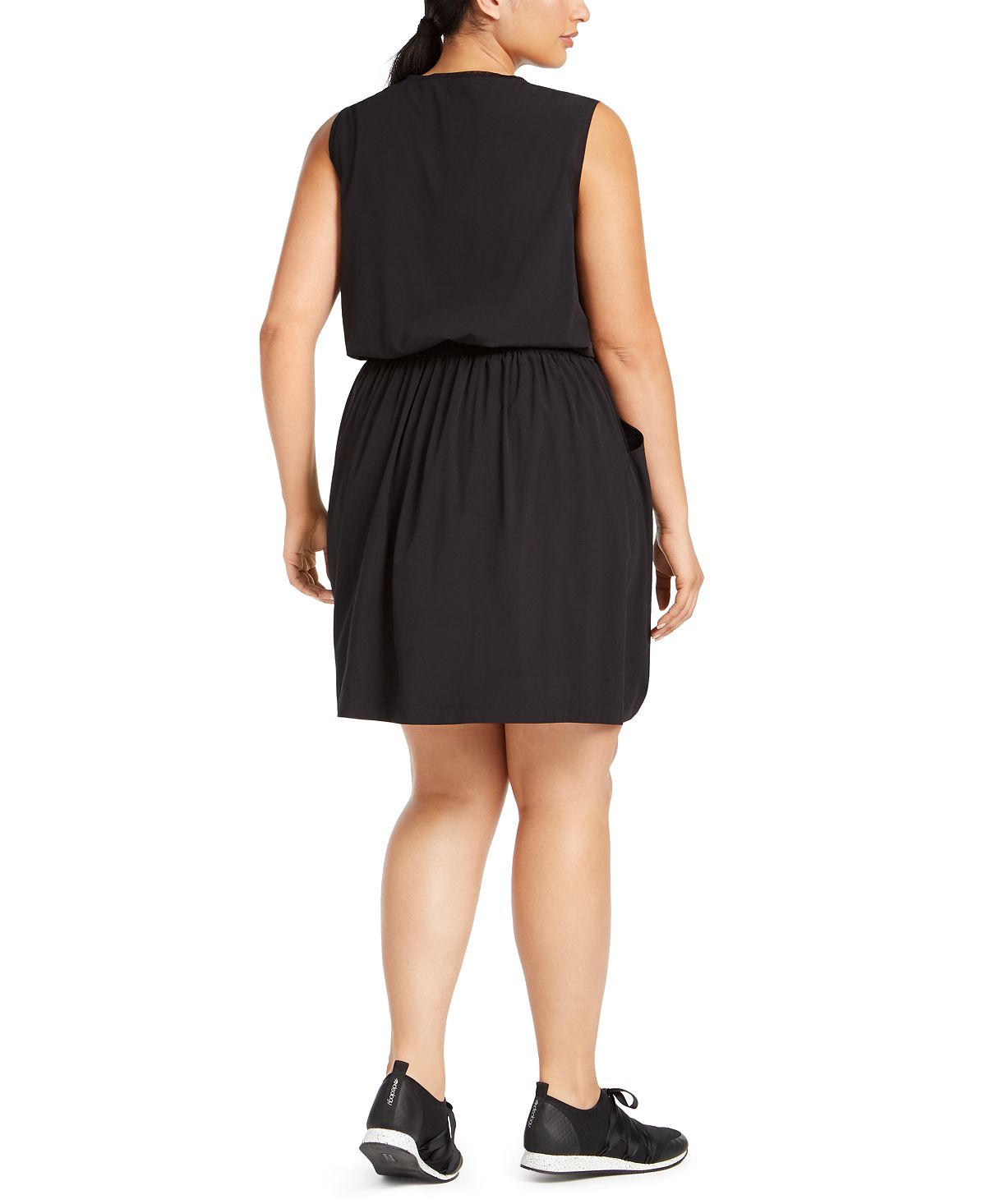 Ideology Women's Plus Sleeveless Drawstring Waist Dress Black Size 3X