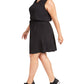 Ideology Women's Plus Sleeveless Drawstring Waist Dress Black Size 3X