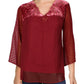 Style & Co Women's Red Mixed-Media Blouse Size Large