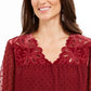 Style & Co Women's Red Mixed-Media Blouse Size Large