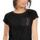 Bar III Women's Faux Leather Pocket T-Shirt Black Size X-Small