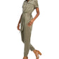 Bar III Women's Zip Front Jumpsuit Green Size Small