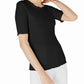 Maison Jules Women's Crewneck Elbow Sleeve Top Black Size X-Small