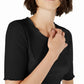 Maison Jules Women's Crewneck Elbow Sleeve Top Black Size X-Small