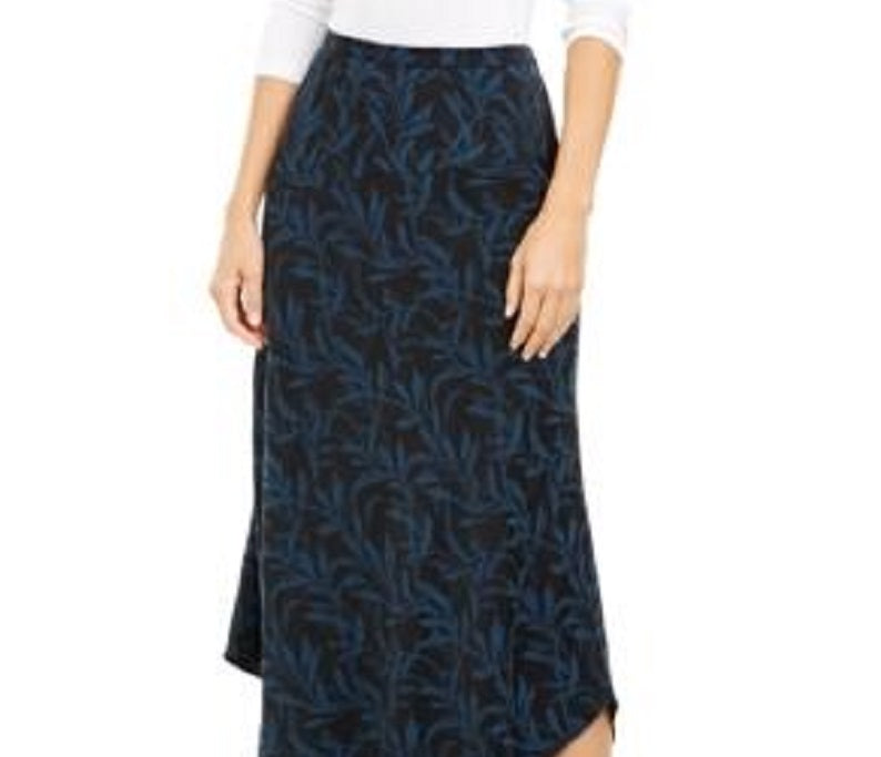 Alfani Women's Printed Asymmetrical Midi Skirt Blue Size 16