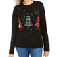 Karen Scott Women's Triple Holiday Tree Applique Sweater Black Size X-Small