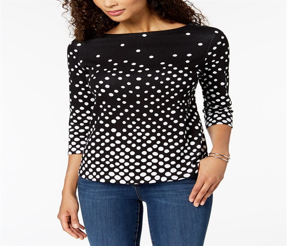 Charter Club Women's Black Pima Cotton Top Size Small