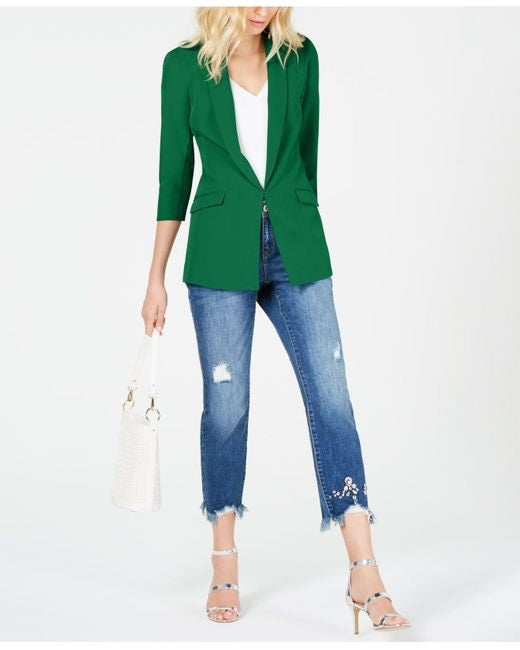 INC International Concepts Women's Classic Fit Blazer Green- Size Petite S/M