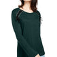 INC International Concepts Women's Lace up Scoop Neck Top Green Size X-Large