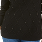 Karen Scott Women's Beaded Cable Mock Neck Sweater Black Size Large