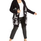 Alfani Women's Plus Printed Open Front Cardigan Black Size 3X