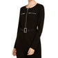INC International Concepts Women's Long Sleeve Above the Knee Sheath Dress Black Size Large