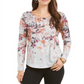 Style & Co Women's Floral Print Top Purple Size X-Small