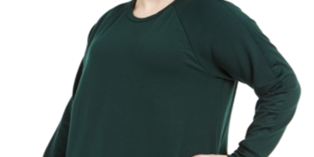 Ideology Women's Plus Crewneck Tunic Top Green Size 2X