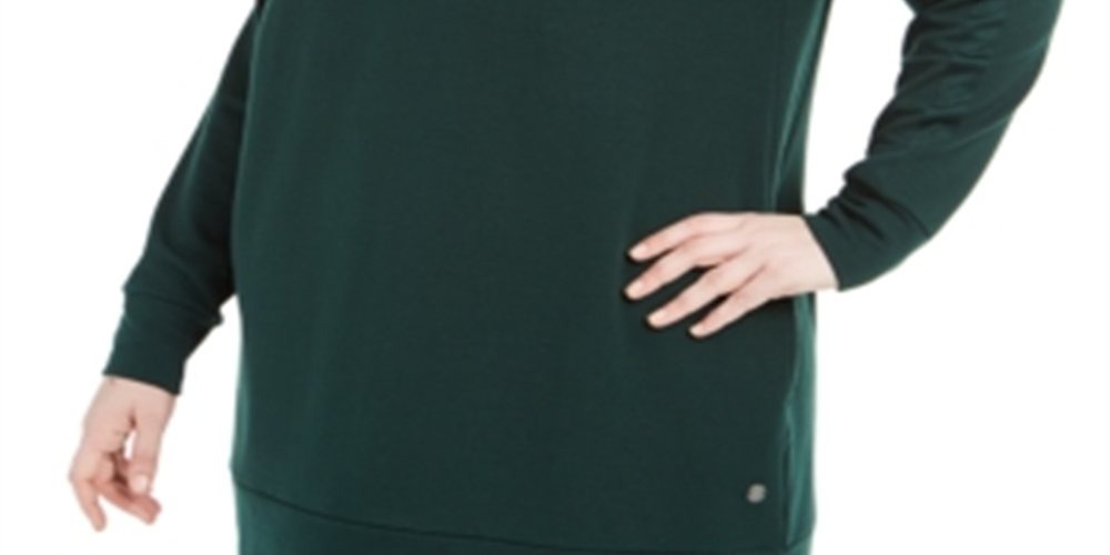 Ideology Women's Plus Crewneck Tunic Top Green Size 2X