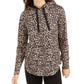 Ideology Women's Color Bold Leo Leopard Round Hem Hoodie Brown Size X-Large