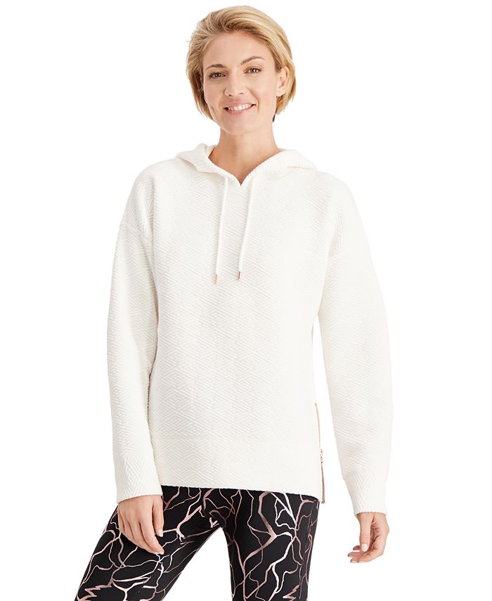 ID Ideology Women's Zip Hem Hoodie White Size Small