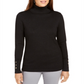 JM Collection Women's Metallic Turtleneck Stud Cuff Sweater Black Size Small