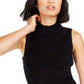 Bar III Women's Mock Neck Ribbed Tank Top Sweater Black Size XX-Large