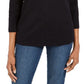 Karen Scott Women's Embellished 3/4 Sleeve Top Black Size Petite Small