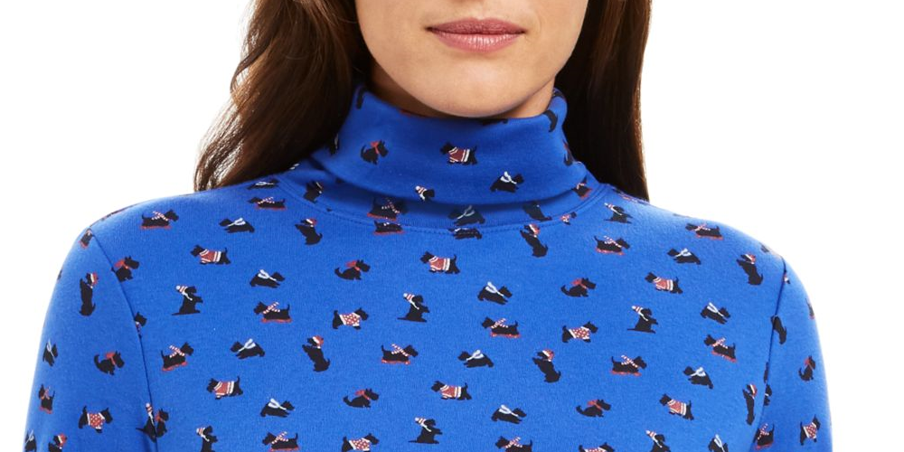 Karen Scott Women's Long Sleeve Turtleneck Printed Top Blue Size XX-Large