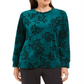 Karen Scott Women's Floral Print Sweatshirt Green Size Petite