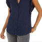 Style & Co Women's Eyelet Sleeveless Shirt Blue Size Medium