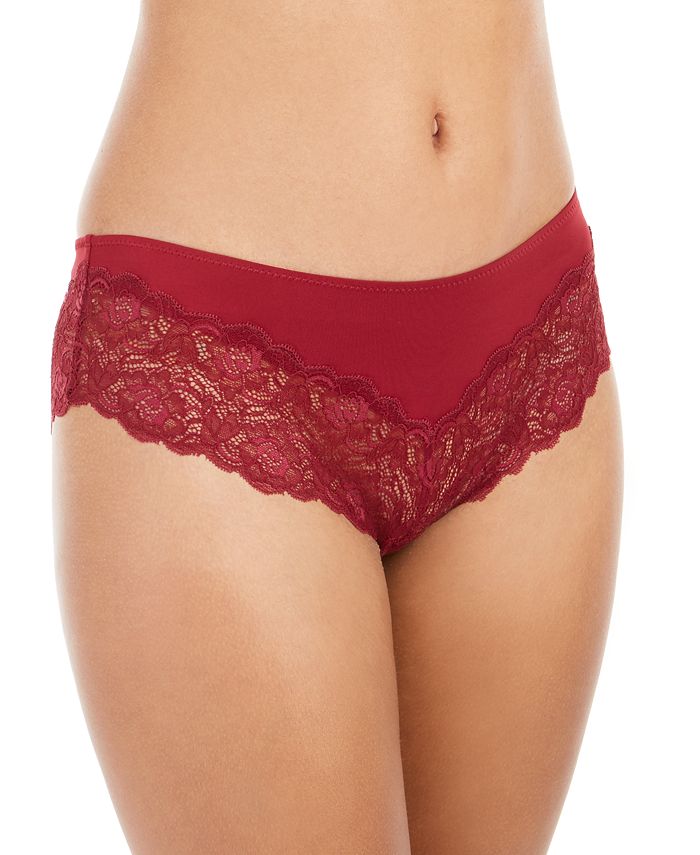 INC International Concepts Women's Lace Trim Hipster Underwear Red Size Medium