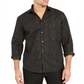 Alfani Men's Gold Button Down Jacquard Metallic Chevron Shirt Black Size X-Large