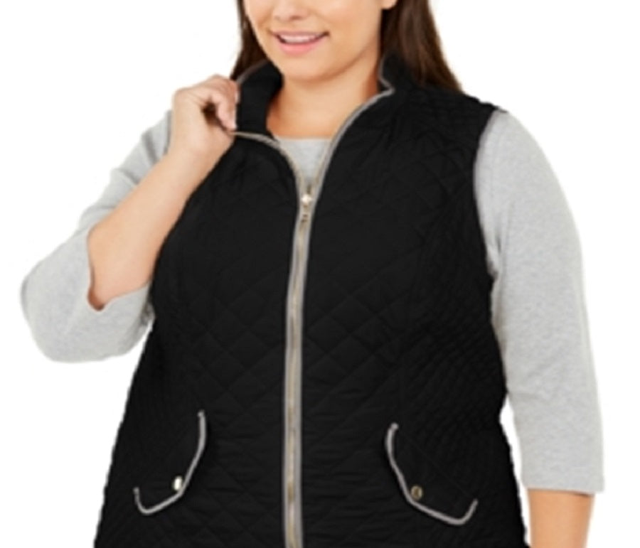 Charter Club Women's Plus Quilted Vest Black Size 1X