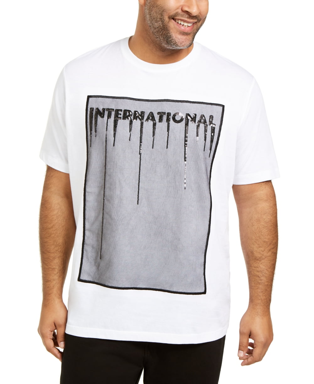 INC International Concepts Men's White Embellished Tee Size X-Large