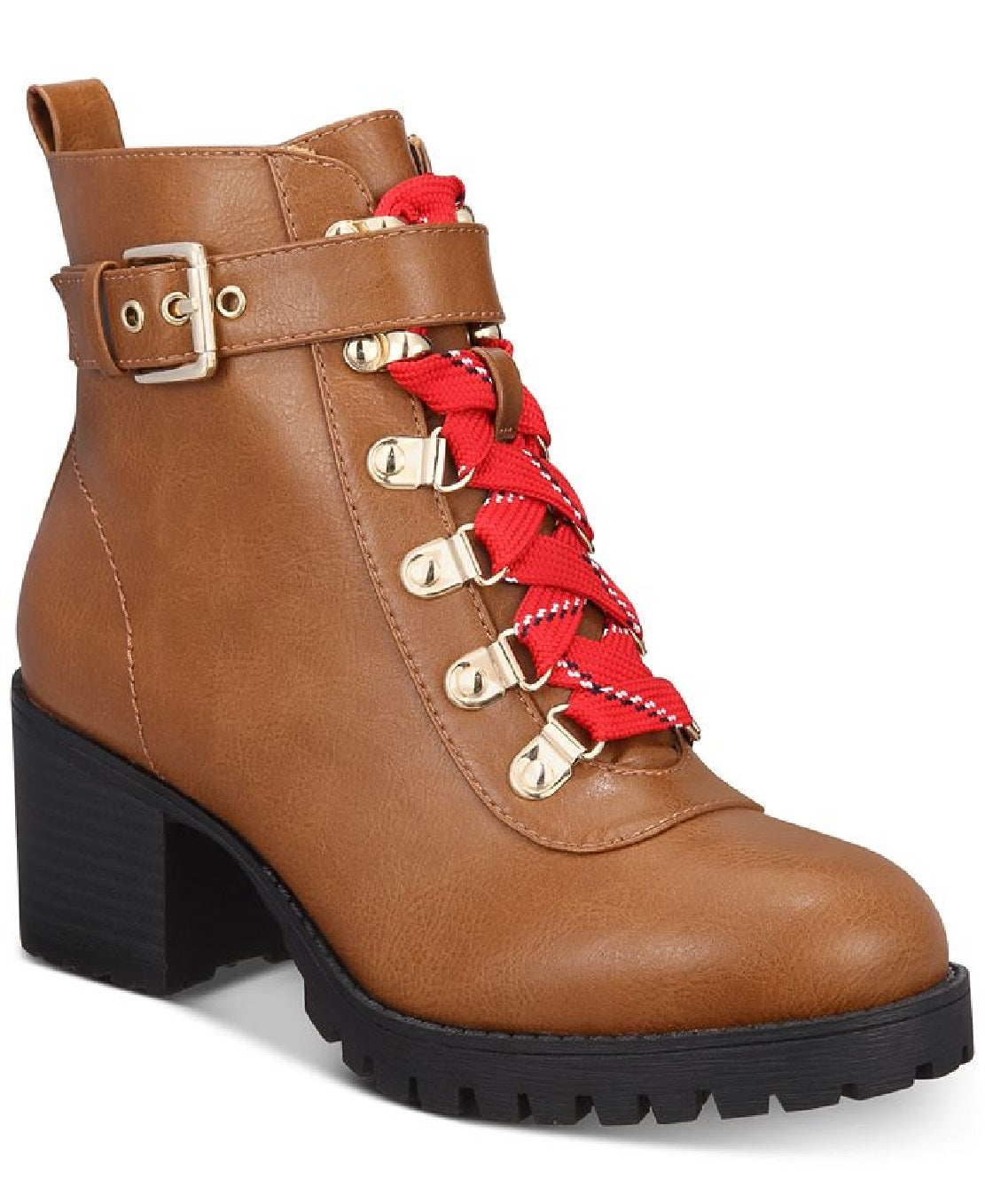 Material Girl Women's Round Toe Block Heel Zip Up Booties Brown Size 10 M