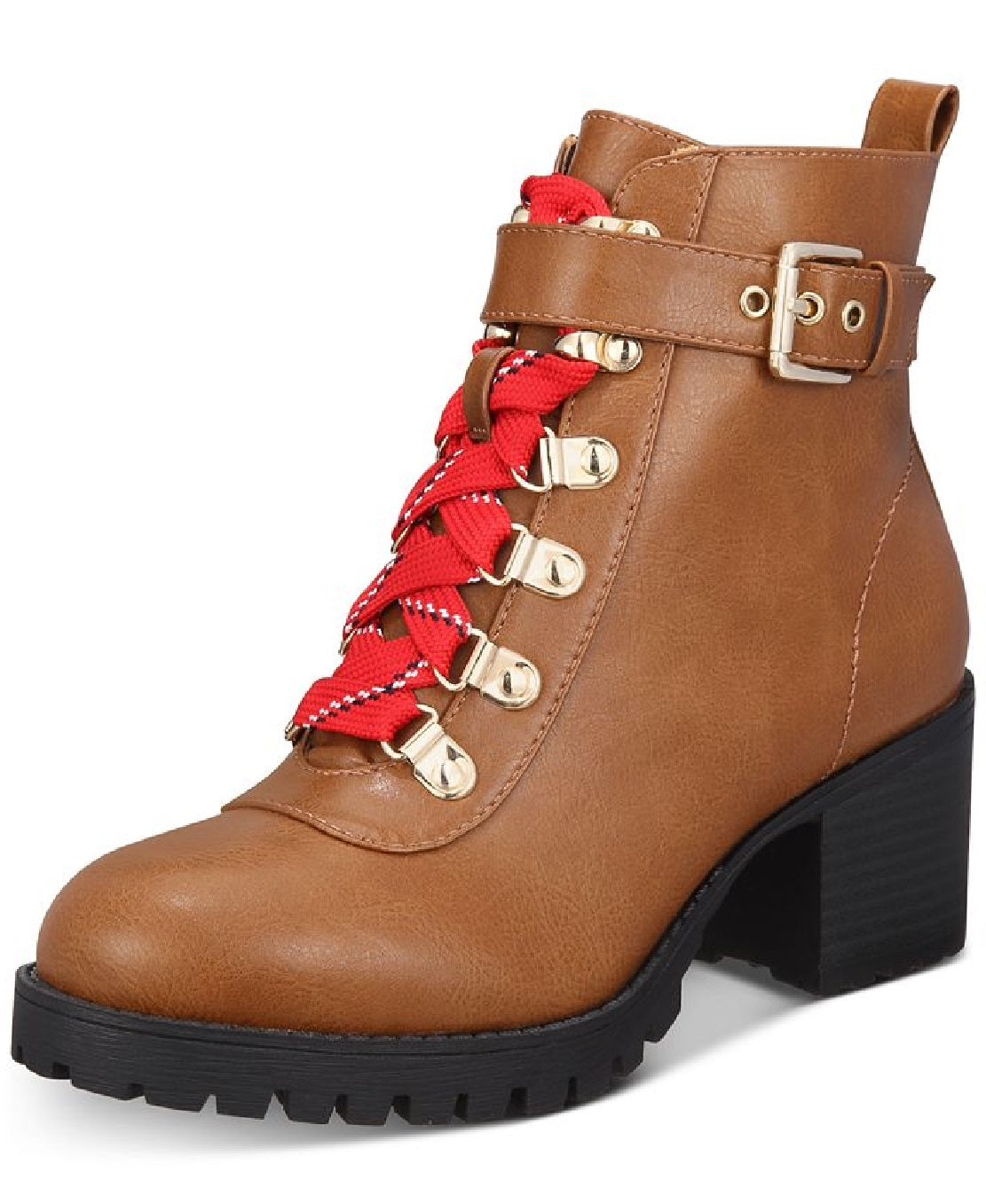 Material Girl Women's Round Toe Block Heel Zip Up Booties Brown Size 10 M