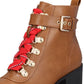 Material Girl Women's Round Toe Block Heel Zip Up Booties Brown Size 10 M
