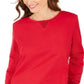Karen Scott Women's Contrast Hem Sweatshirt Red Size XX-Large