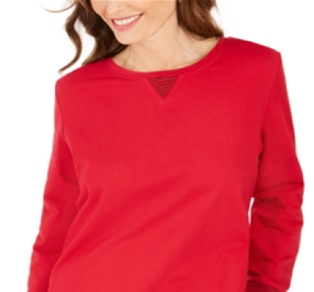 Karen Scott Women's Contrast Hem Sweatshirt Red Size XX-Large