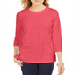 Karen Scott Women's Textured Dot Sweatshirt Orange Size Petite S