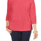 Karen Scott Women's Textured Dot Sweatshirt Orange Size Petite S