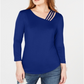 INC International Concepts Women's Cutout Detail Top Blue Size Large