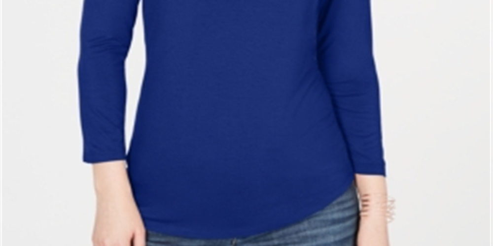 INC International Concepts Women's Cutout Detail Top Blue Size Large