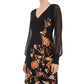INC International Concepts Women's Floral Print Statement Sleeve Dress Black Size Medium