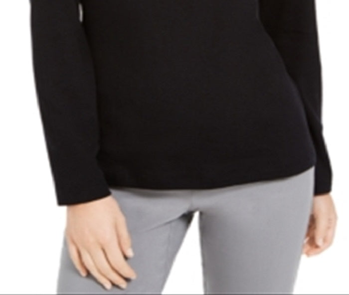 Karen Scott Women's Sparkle Holiday Graphic Shirt Black Size XX-Large