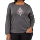 Karen Scott Women's Cotton Embellished Tree T-Shirt Black Size 1X