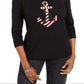 Karen Scott Women's Holiday Sequin Shirt  Black Size Petite L