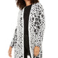 Alfani Women's Animal Print Eyelash Texture Cardigan Black Size X-Small