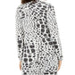 Alfani Women's Animal Print Eyelash Texture Cardigan Black Size X-Small