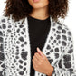 Alfani Women's Animal Print Eyelash Texture Cardigan Black Size X-Small