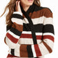 INC International Concepts Women's Embellished Striped Cardigan Black Size Large