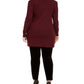 INC International Concepts Women's Plus Puff Shoulder V Neck Tunic Red Size 3X