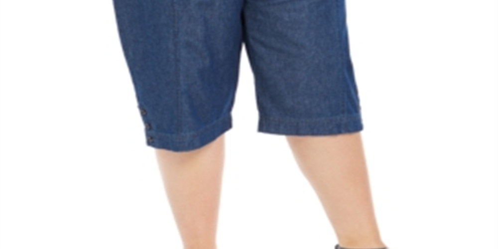 Karen Scott Women's Plus Cotton Denim Capri Pants Blue Size 0X